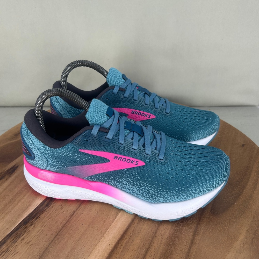 Brooks Ghost 16 Womens Running Shoes Blue Pink 1204071B454 Size 7.5 B Cushioned